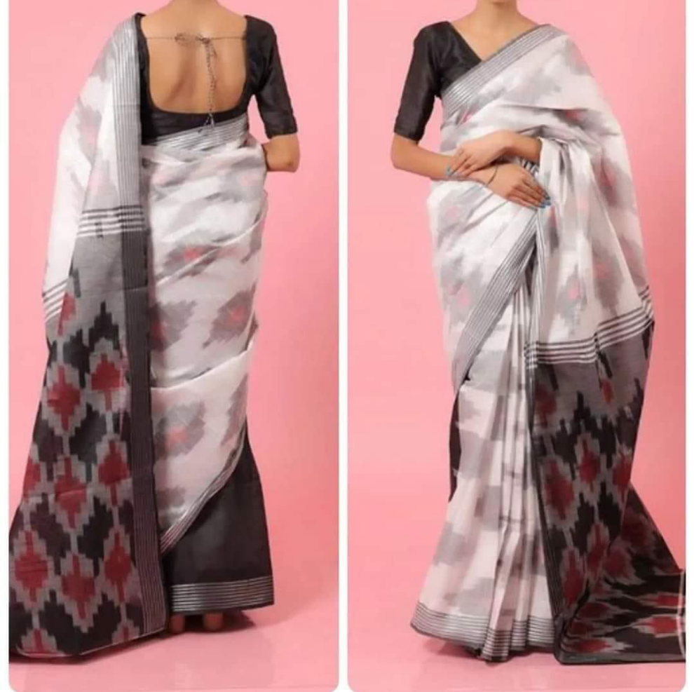 Ikkat Linen cotton Saree