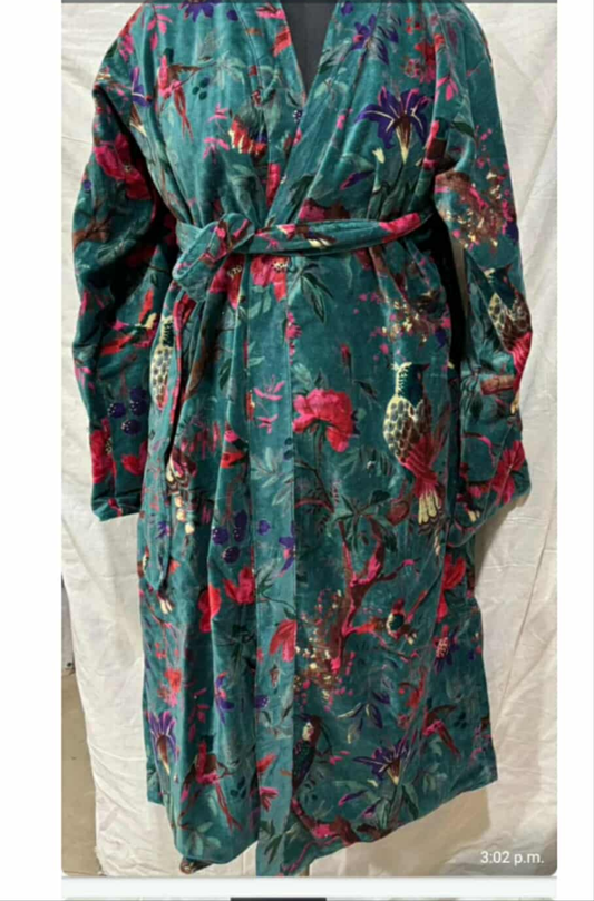Velvet Printed Bath Robe