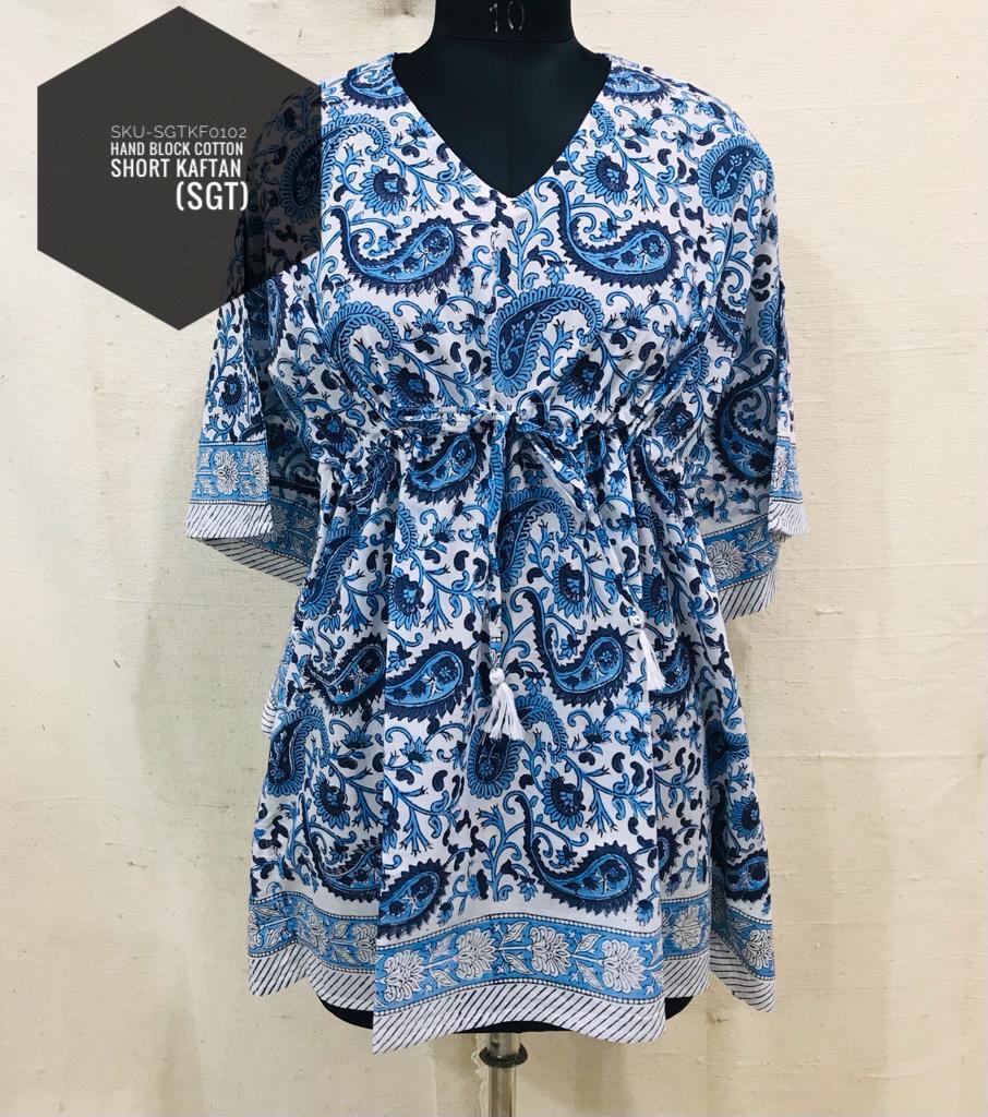 Short Kaftans in cotton with unique hand block prints in free size