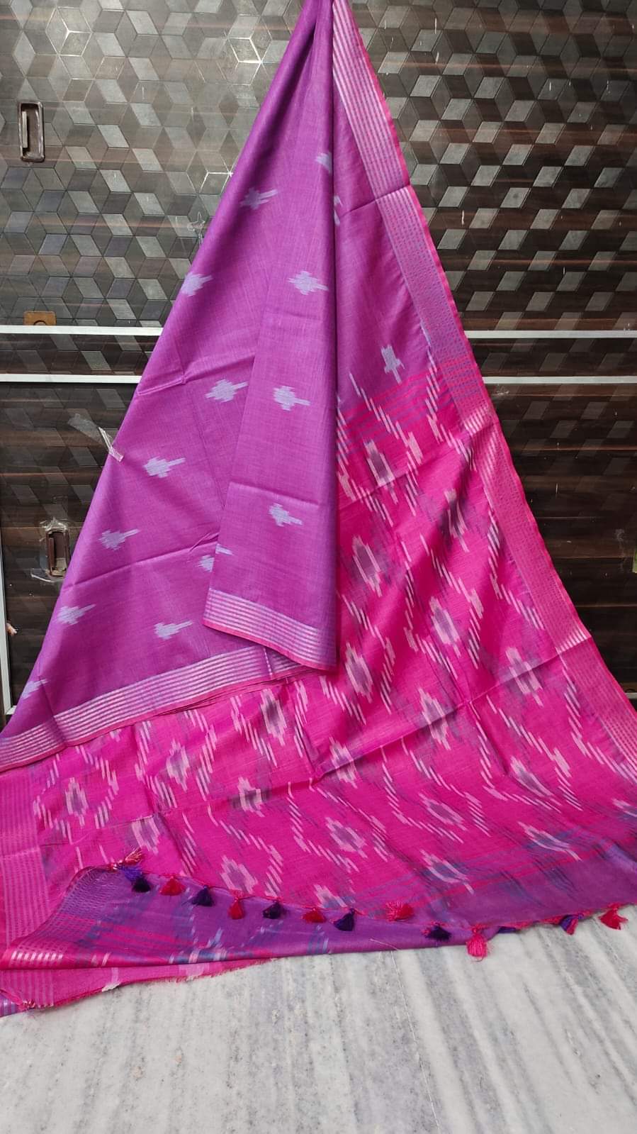 Ikkat Linen cotton Saree