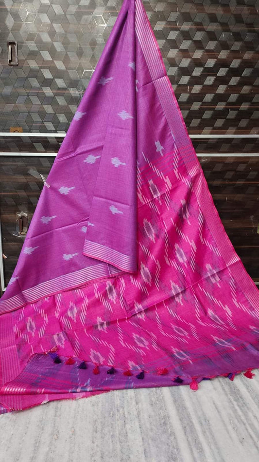 Ikkat Linen cotton Saree