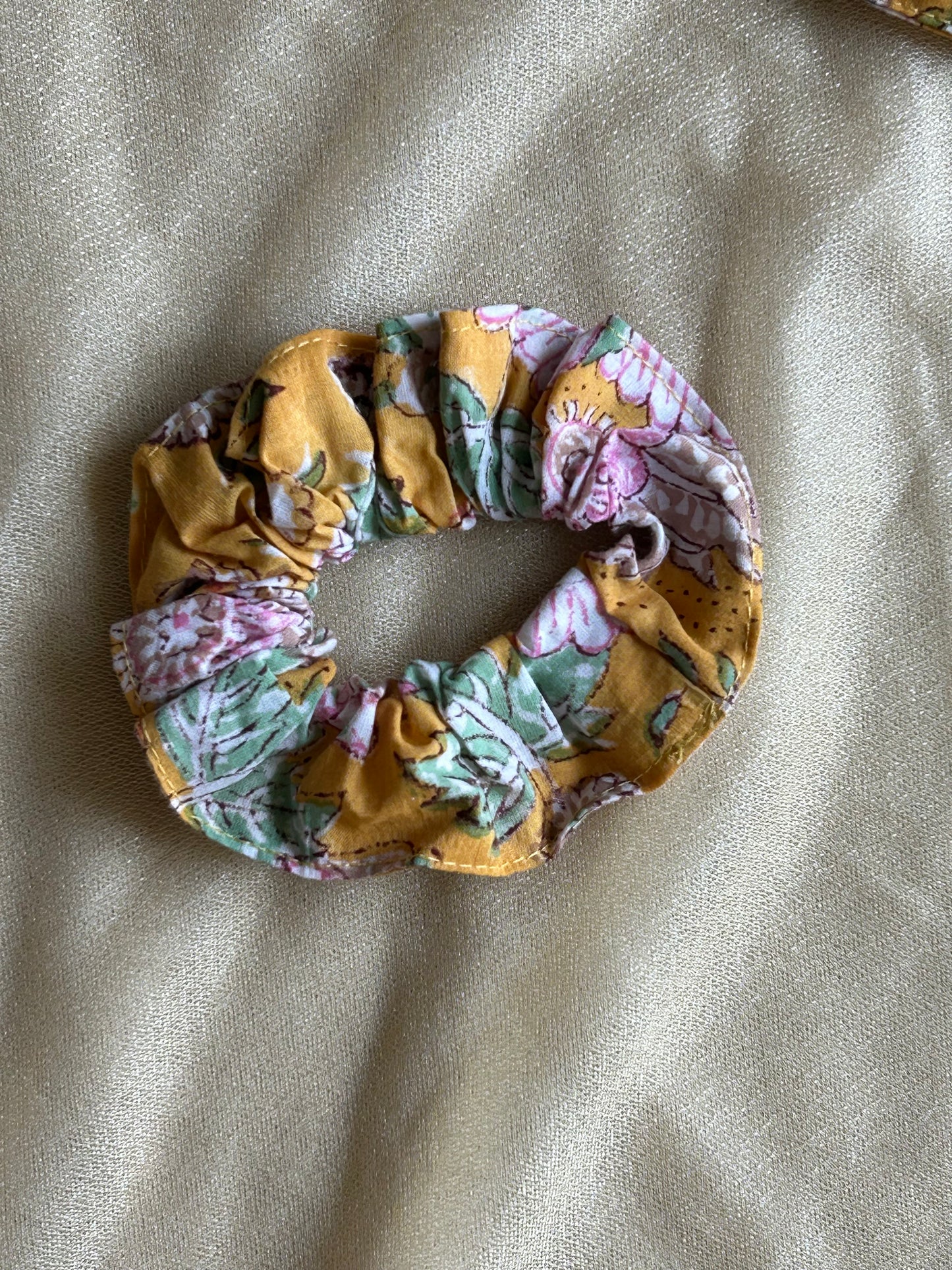 Scrunchies- Recycled blockprinted- set of 3