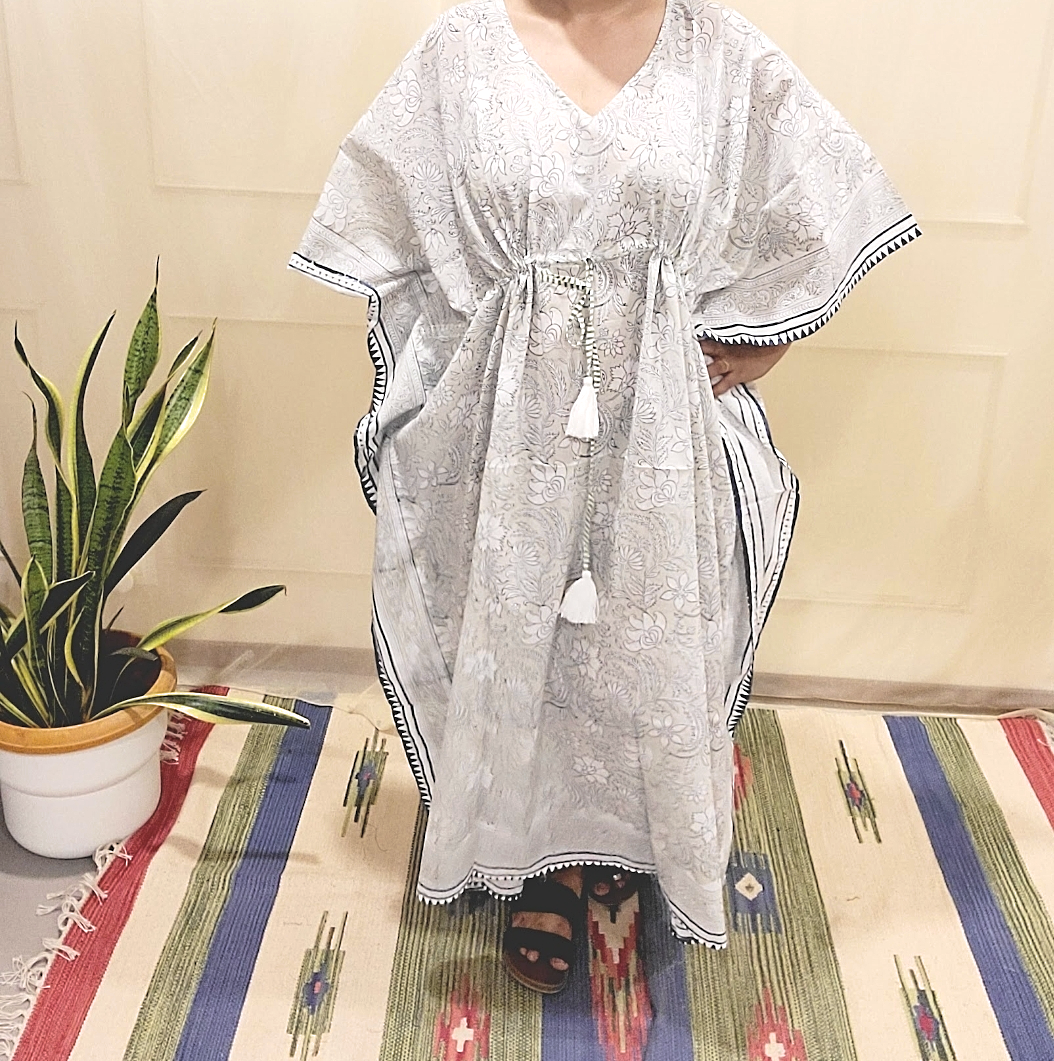 Kaftans night wear in pure cotton fabric with unique Hand block prints