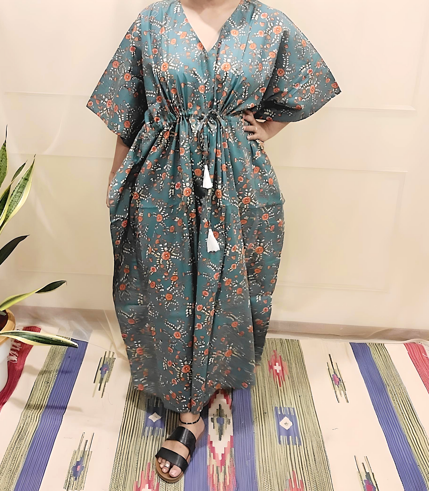 Kaftans night wear in pure cotton fabric with unique Hand block prints