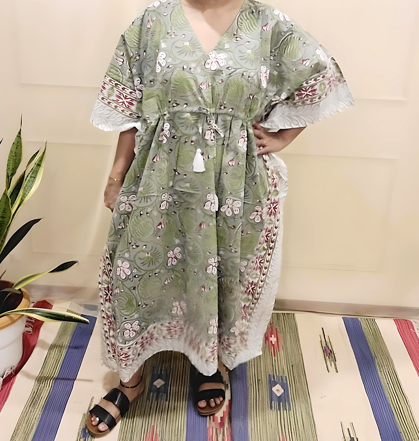 Kaftans night wear in pure cotton fabric with unique Hand block prints