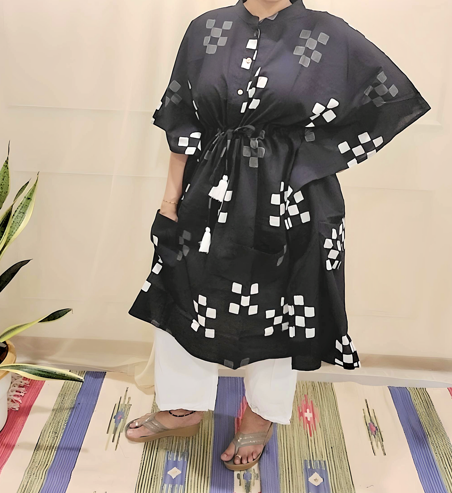 Short Kaftans in cotton with unique hand block prints in free size