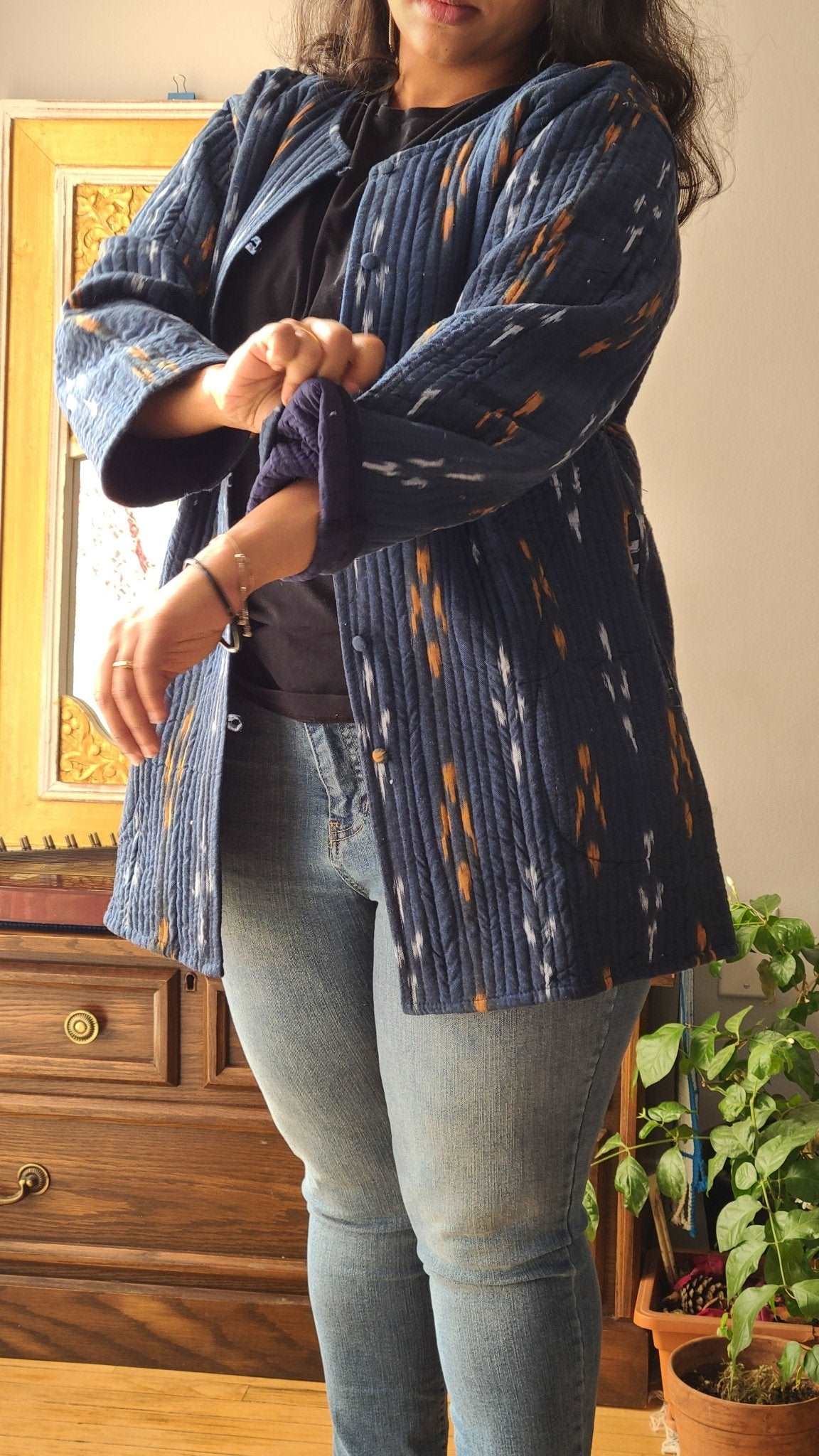 Artisan Crafted Ikat Quilted Jacket: Stylish Warmth for Every Season - Indianidhi