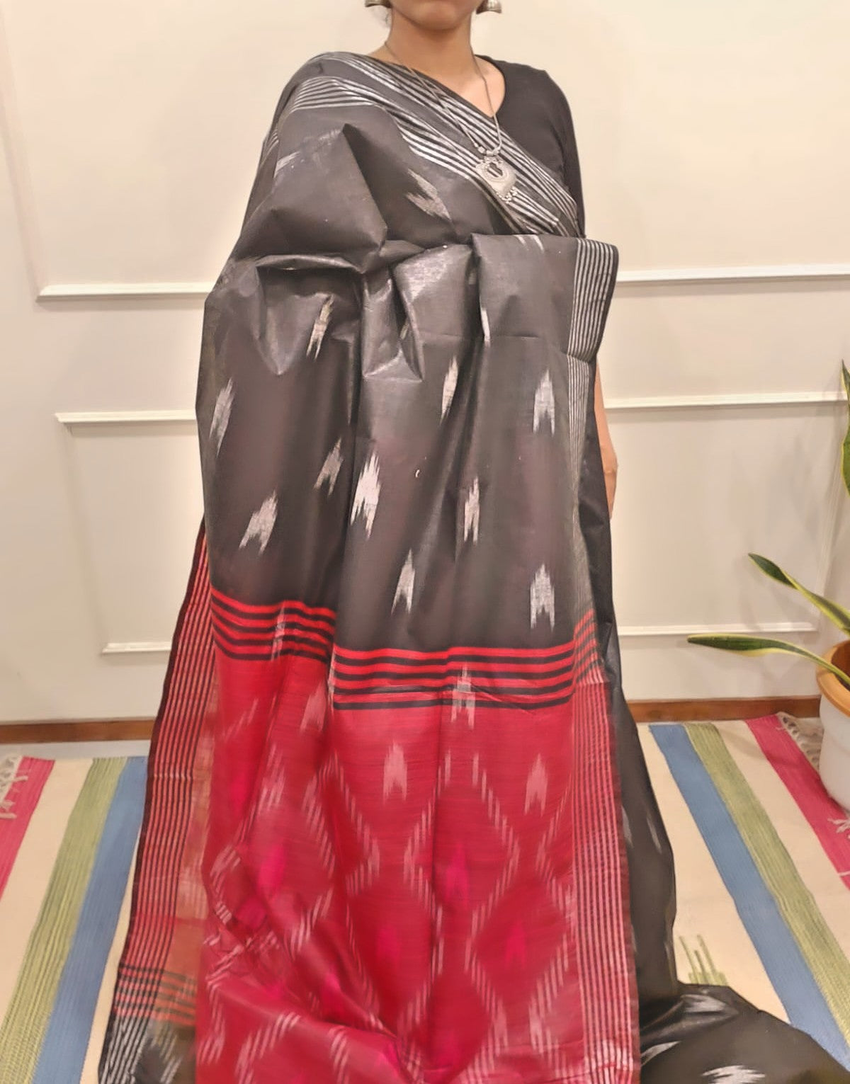 Ikkat Linen cotton Saree