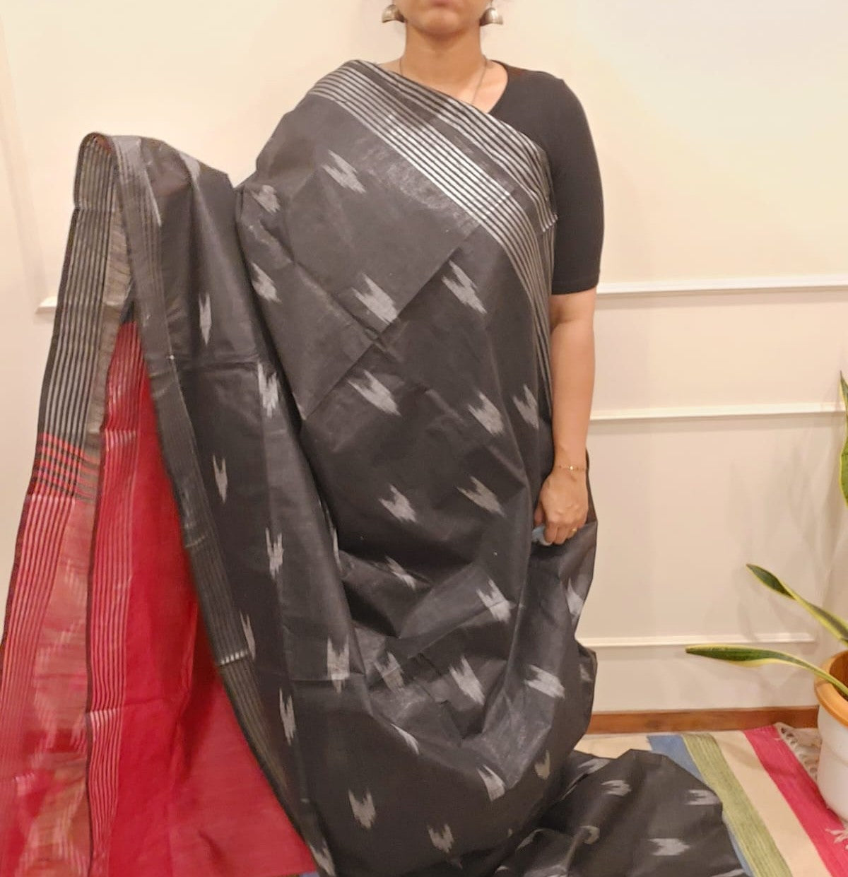 Ikkat Linen cotton Saree