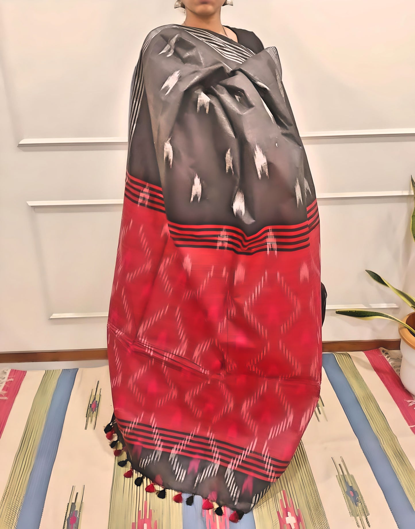 Ikkat Linen cotton Saree