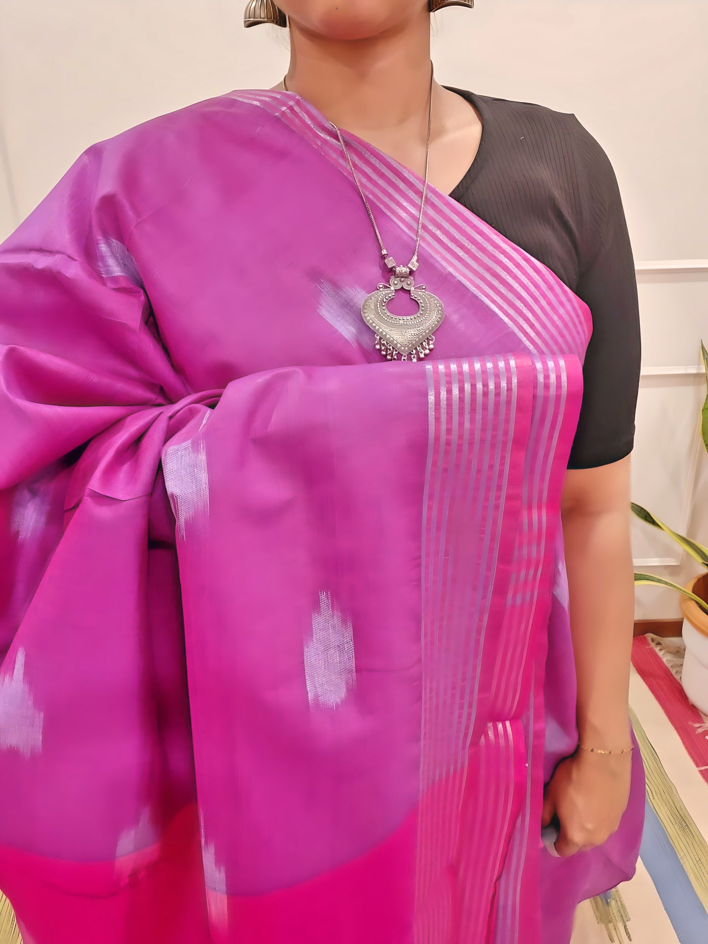 Ikkat Linen cotton Saree