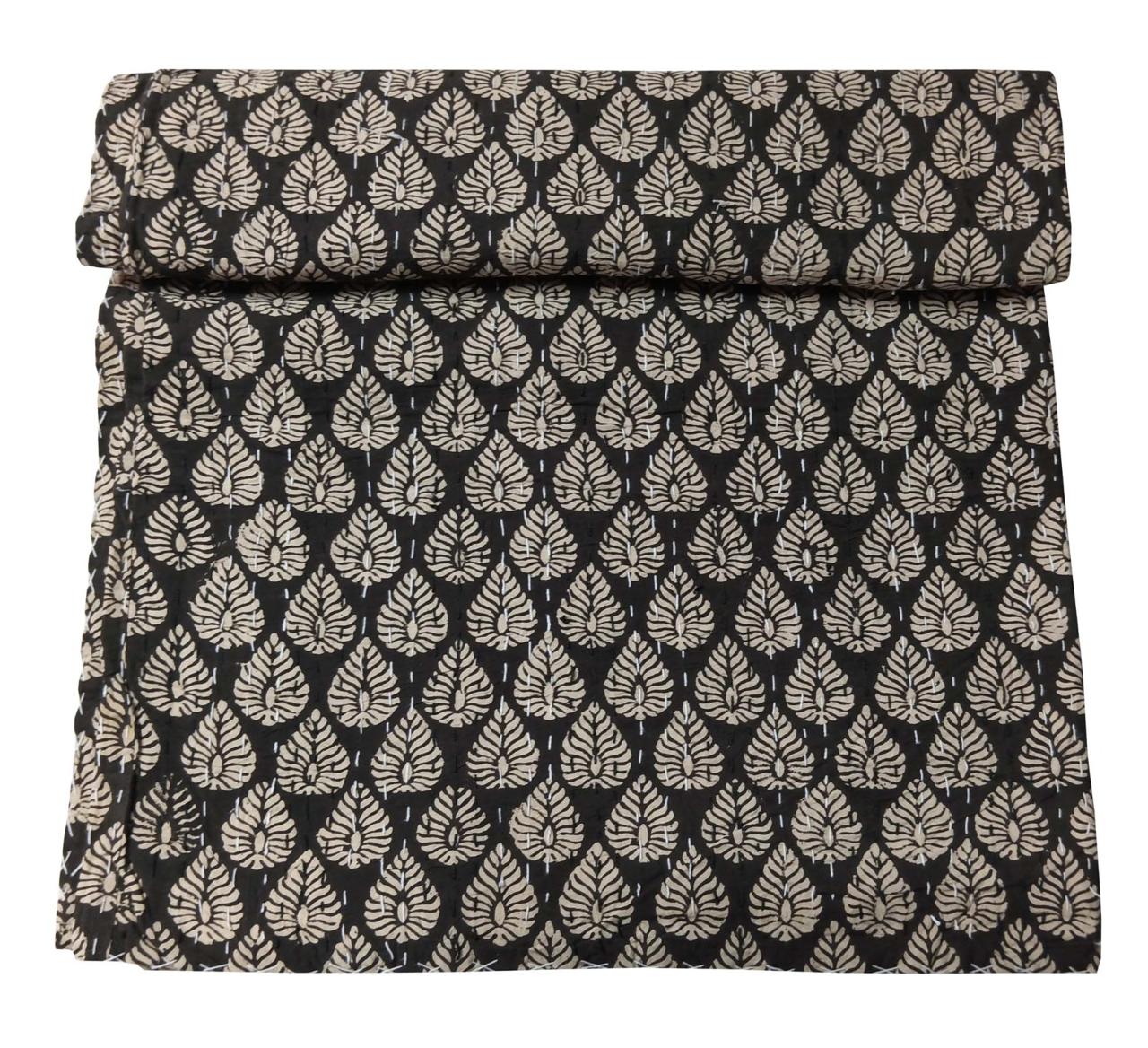 6 Hand block printed Kantha Quilt ( 108" x 90") 2 indigo , 2 white chakra, rest 1 each