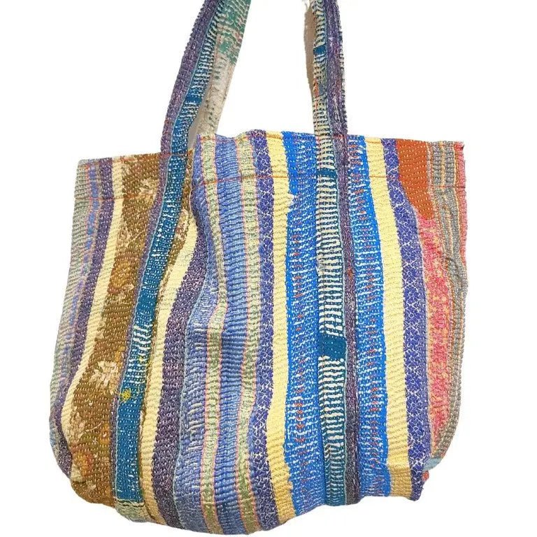 Handcrafted Kantha Tote Bag: Exquisite Blend of Style and sustainable fashion - Indianidhi