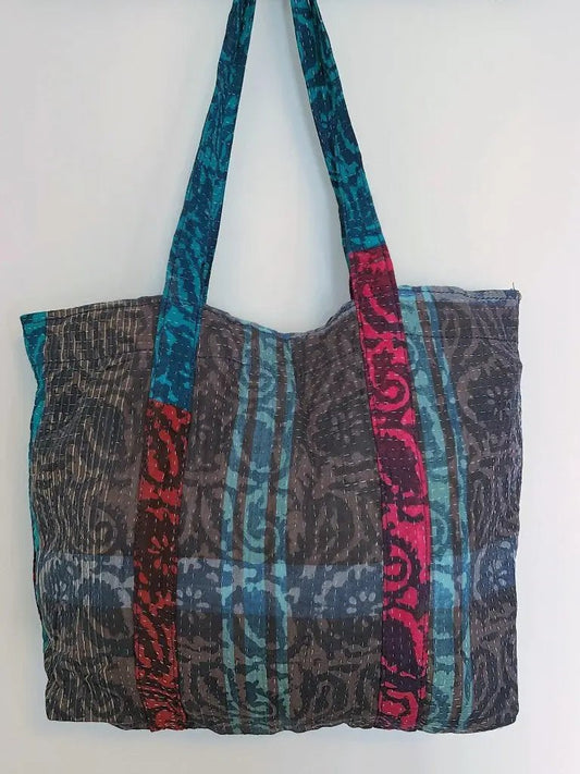 Handcrafted Kantha Tote Bag: Exquisite Blend of Style and sustainable fashion - Indianidhi